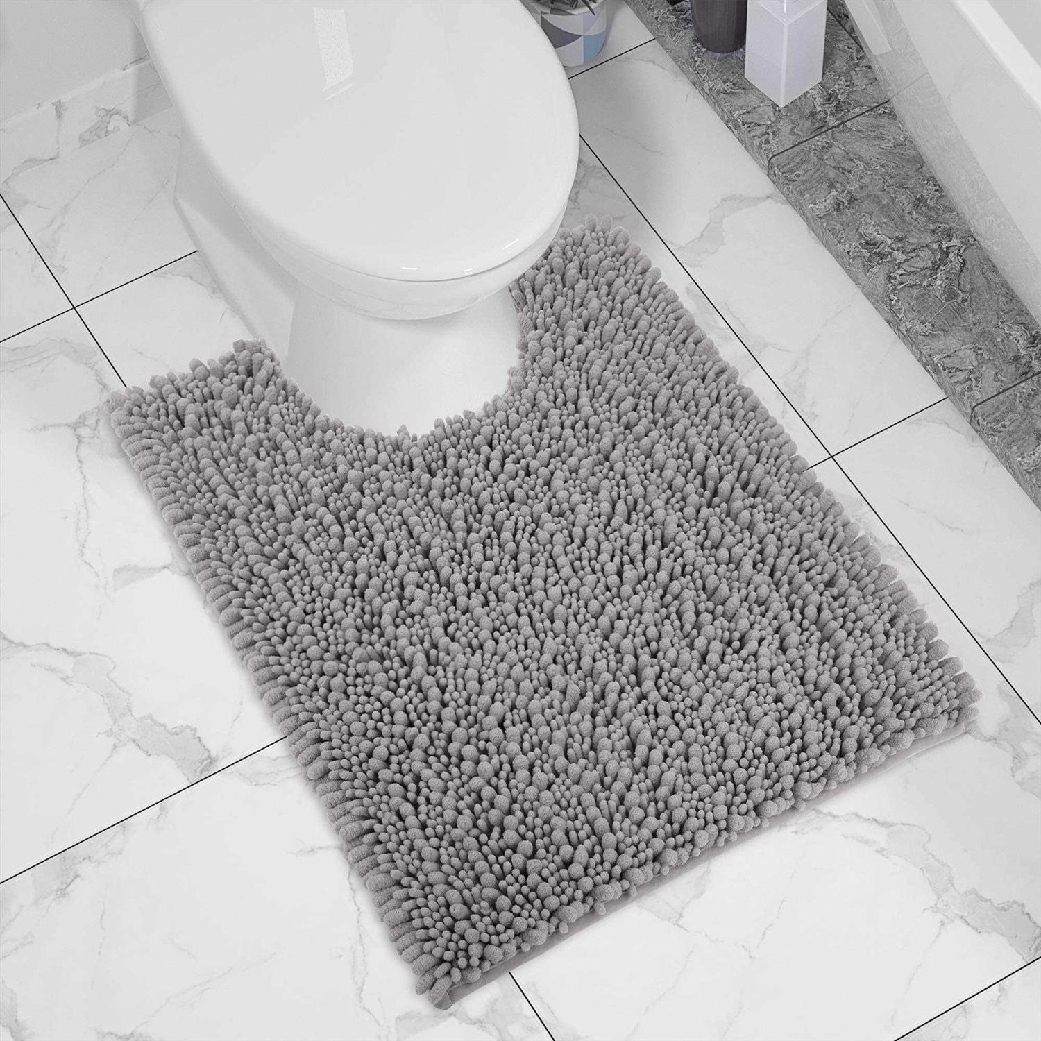 Yimobra Toilet Bath Mat U-Shaped Contour Bathroom Soft and Comfortable