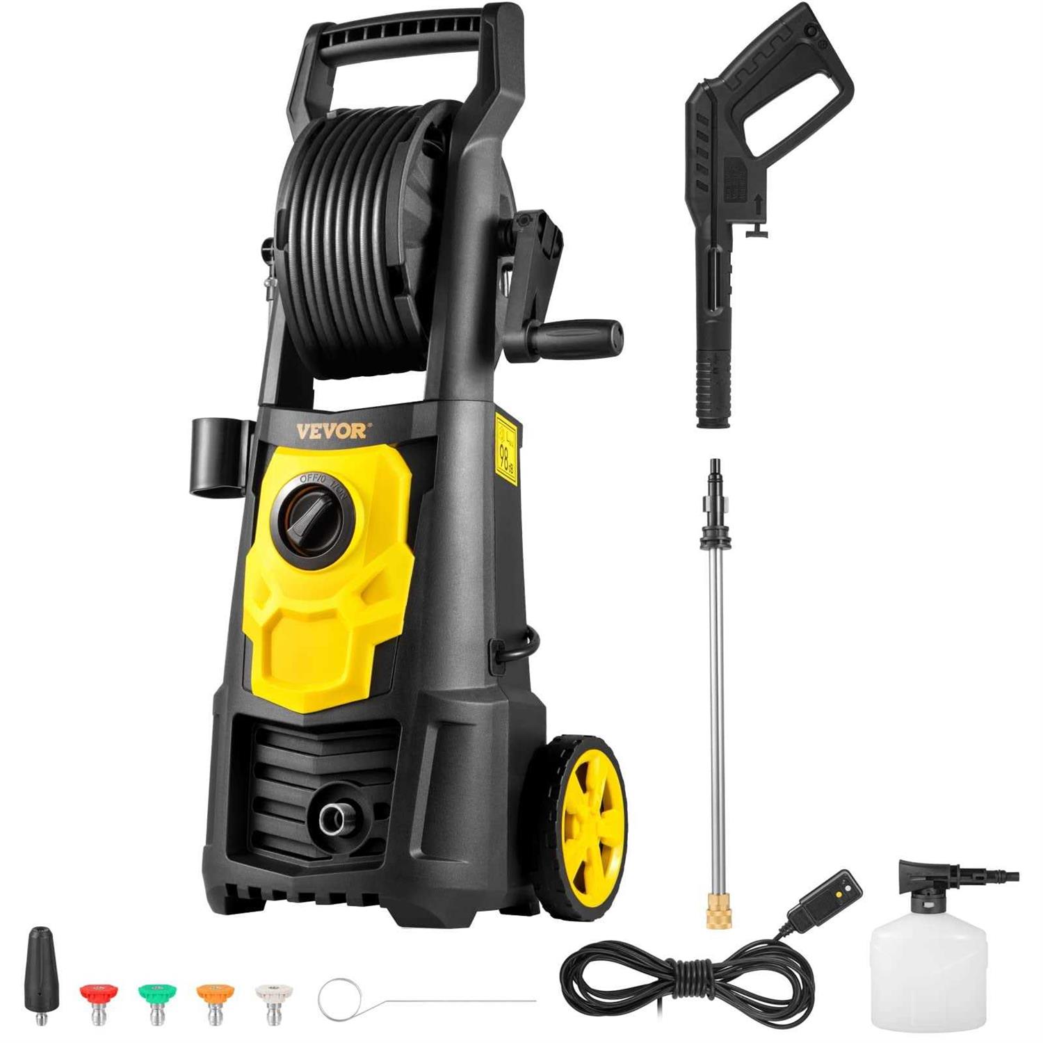 VEVOR Electric Pressure Washer 2000 PSI Max. 1.76 GPM Power Washer w/ 30 ft Hose & Reel