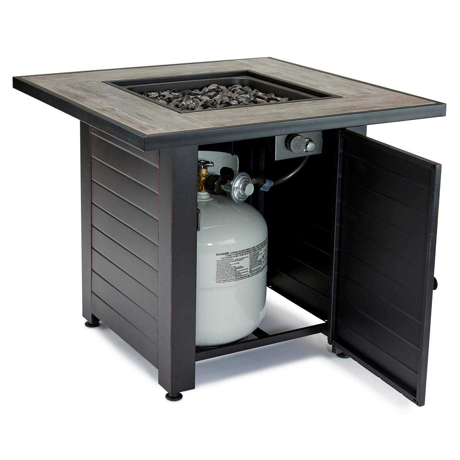 Style Selections 30-in W 50000-BTU Black/Brown/Gray Steel Propane Gas Fire Pit Table GAD15418L