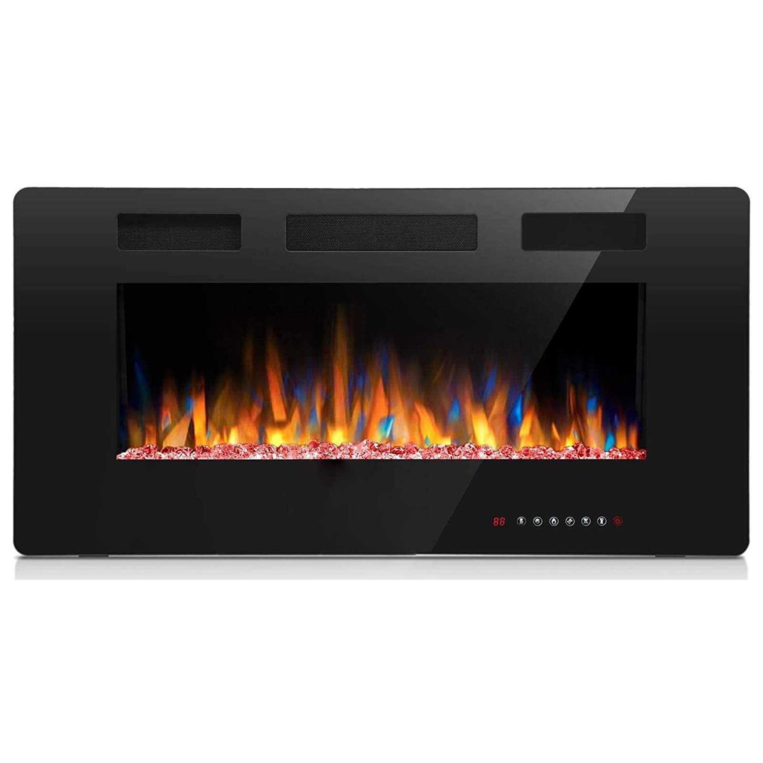 Joy Pebble Electric Fireplace Inserts, in-Wall Recessed and Wall Mounted 750/1500W Fireplace Heater