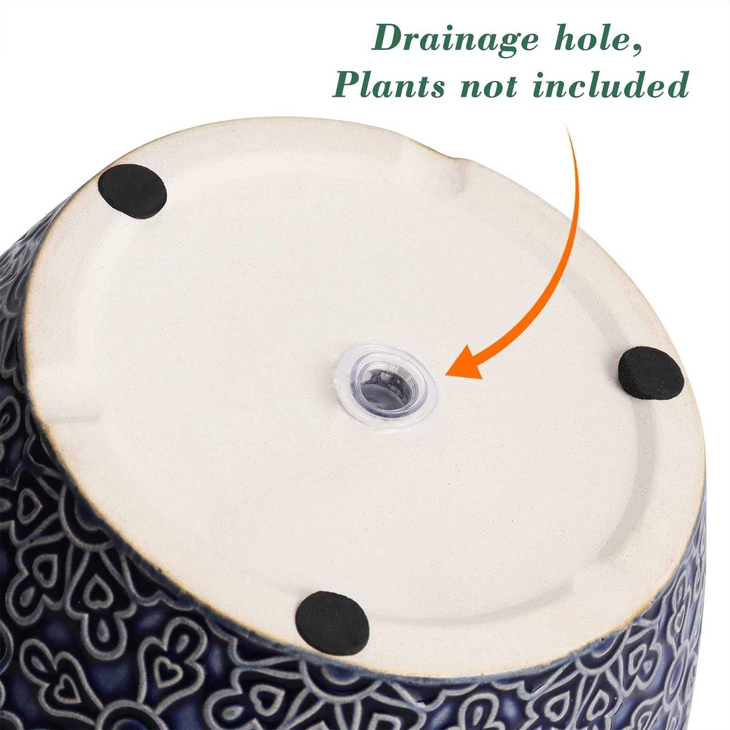 2 Pack Ceramic Plant Pots Indoor DeeCoo Flower Pot Set 5.5 + 6.5 Inch