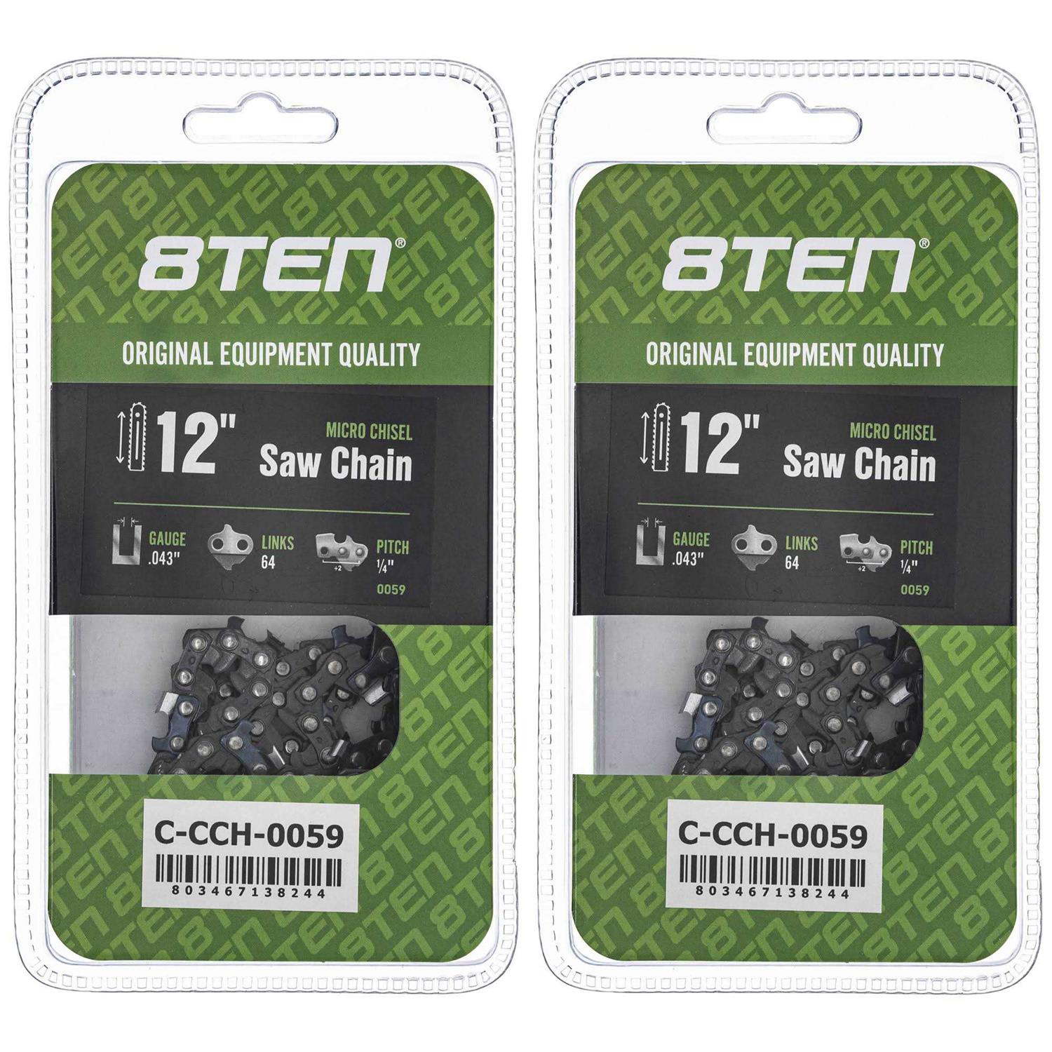 8TEN Micro Chisel Chainsaw Chain 12 Inch .043 1/4 64DL for Stihl 36700050064 HT 70 75 100 101 102 130
