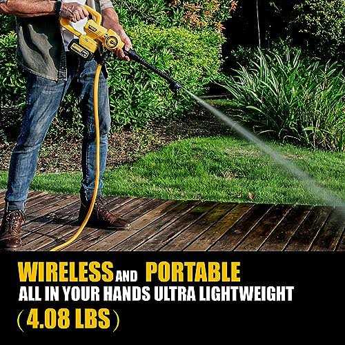 Brushless Cordless Pressure Washer,970-PSI Electric Pressure Washer with 6-in-1 Nozzle,3 Adjustable Levels Pressure Washer,21V Li-ion 4.0Ah Battery
