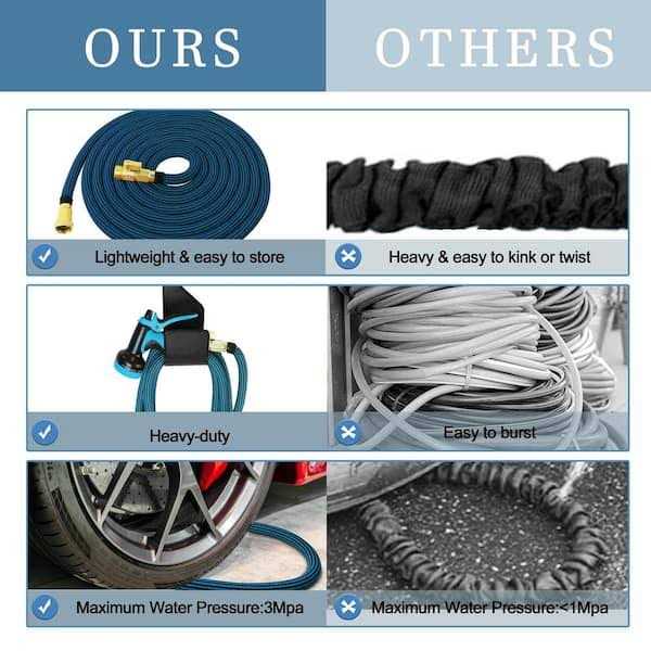 WeGuard 3/4 in. 100 ft. Expandable Garden Hose Flexible Water Hose with 10 Function Nozzle Durable 3750d Water Hose