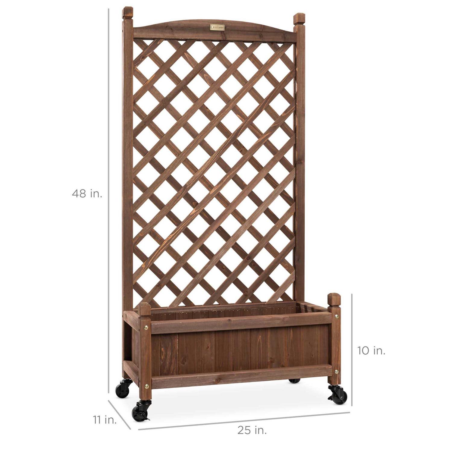Best Choice Products 48in Wood Planter Box & Diamond Lattice Trellis