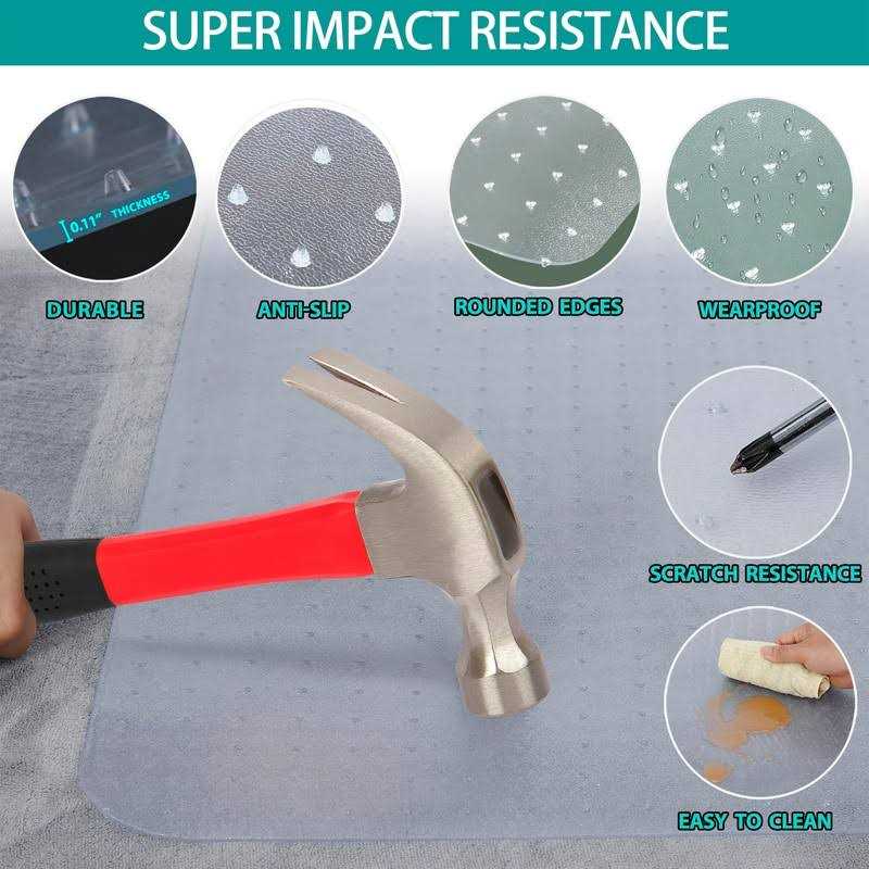 Super Deal Upgraded 48 X 36 Transparent Office Mat Chair Mat Heavy Duty Carpets with Lip for Hardwood Floor