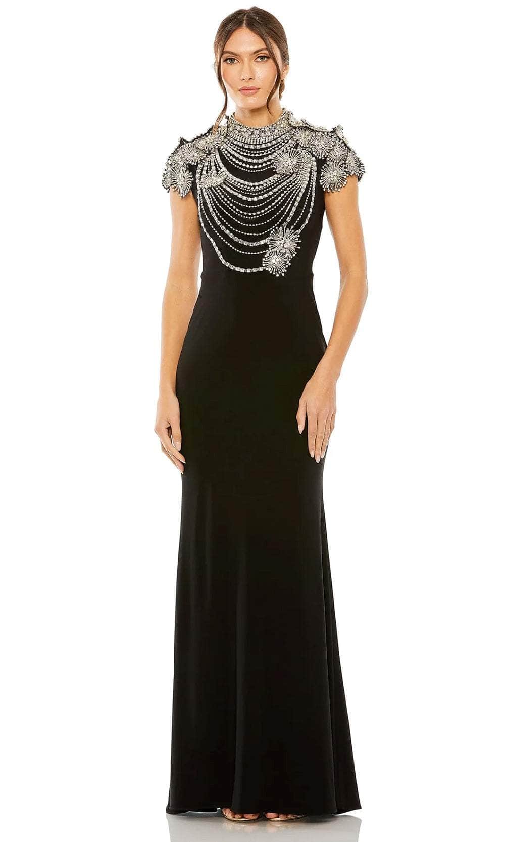 Crystal Beaded Sheath Evening Dress