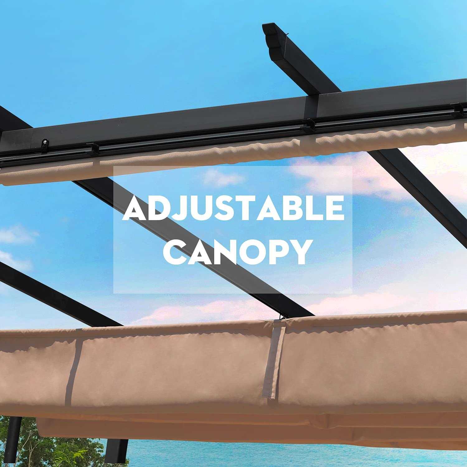 Aoodor Outdoor Pergola with Retractable Canopy