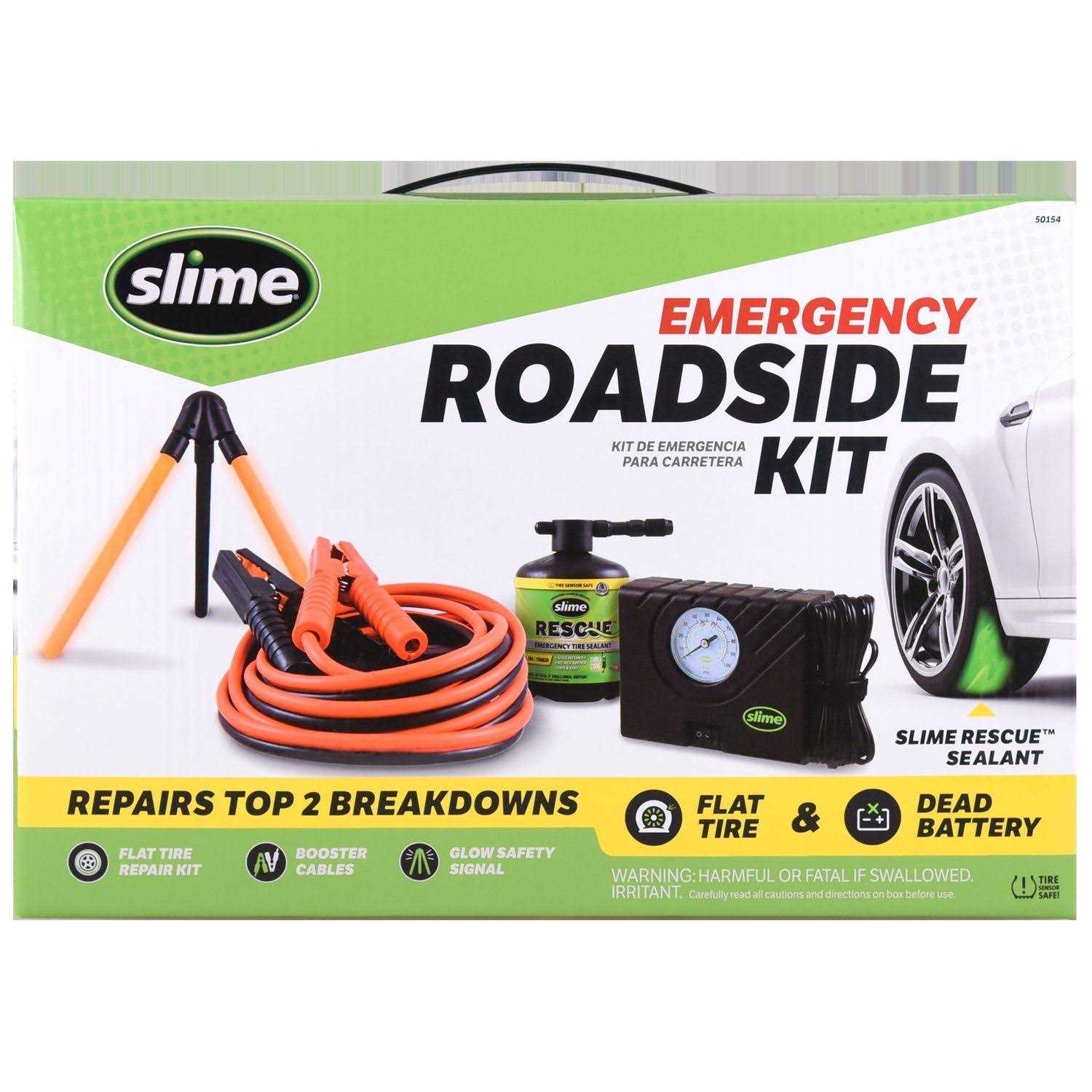 Slime Emergency Roadside Kit with Iator Jumper Cables & Tire Sealant