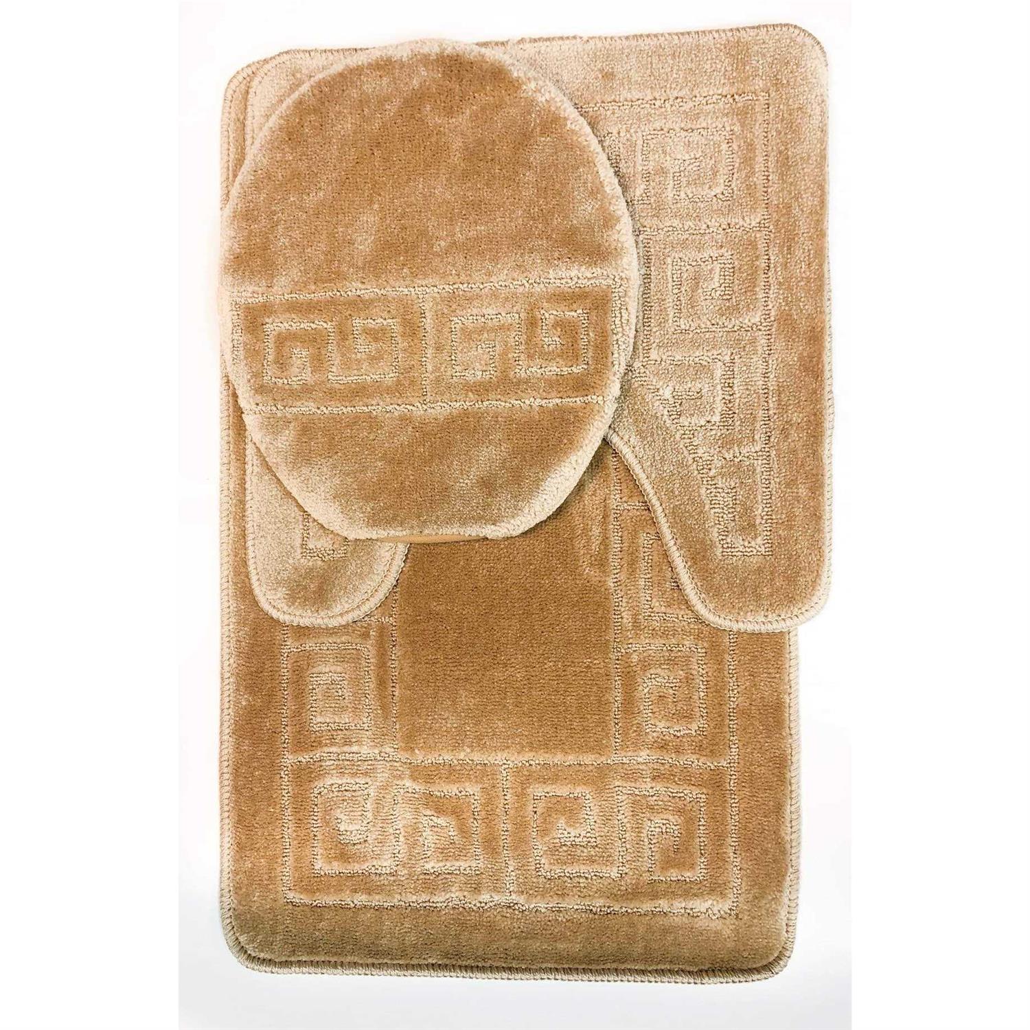 WPM WORLD PRODUCTS MART 3-Piece Bath Rug Set Pattern Bathroom Rug Set Rug