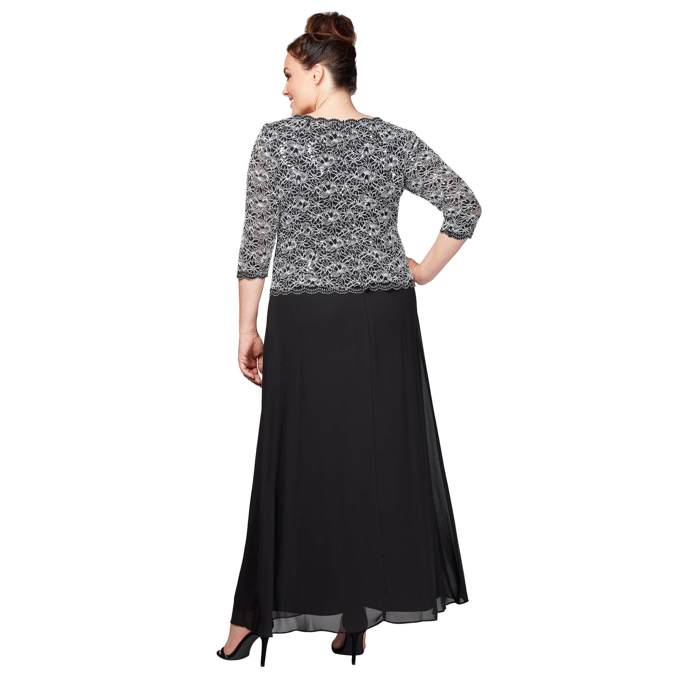 412784 Quarter Sleeve Sequin Lace Dress