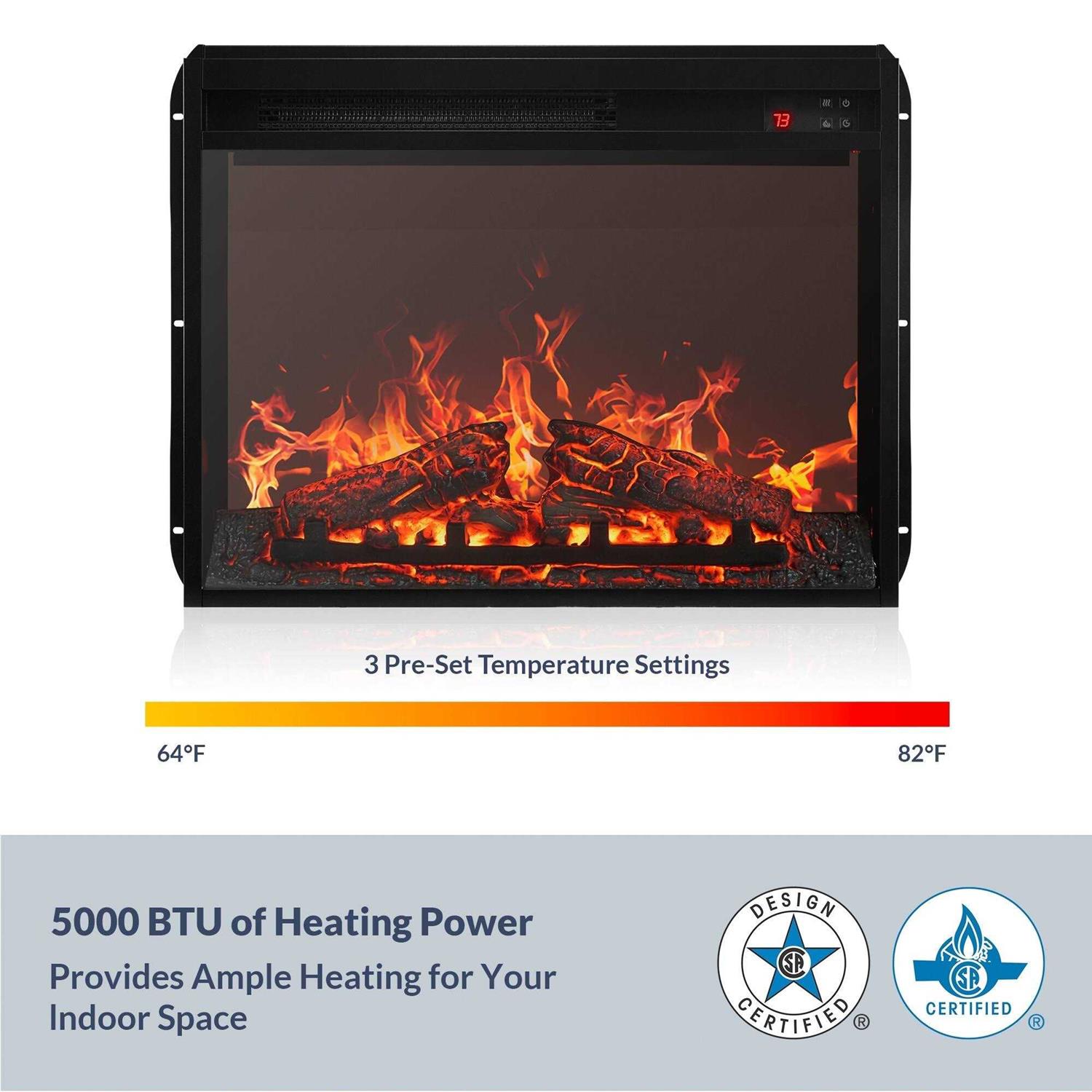 BELLEZE 23 Electric Fireplace Insert Indoor Heater w/ Remote Control