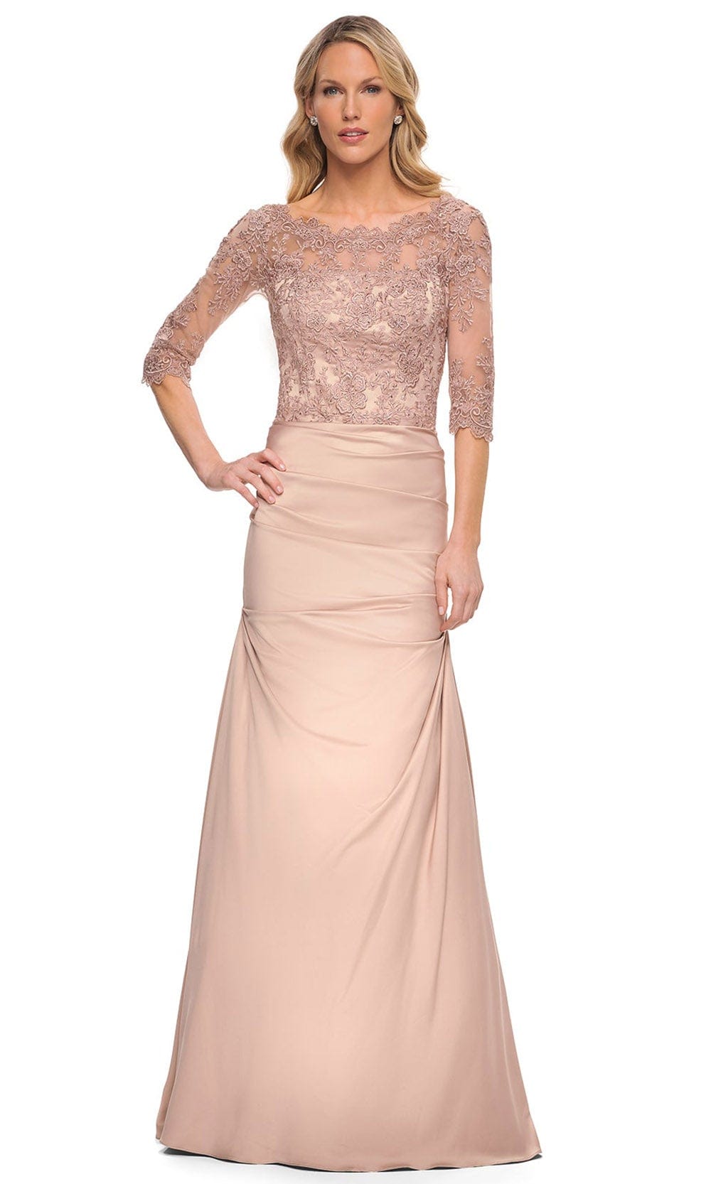 Lace And Satin Sheer Gown