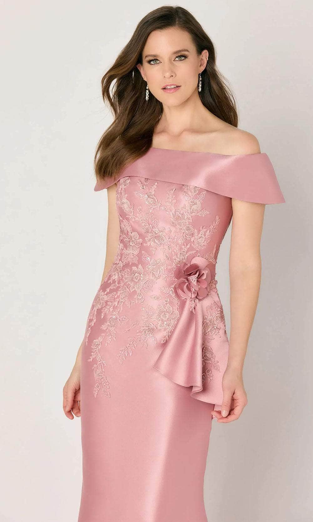 Floral Ruffle Detail Evening Dress