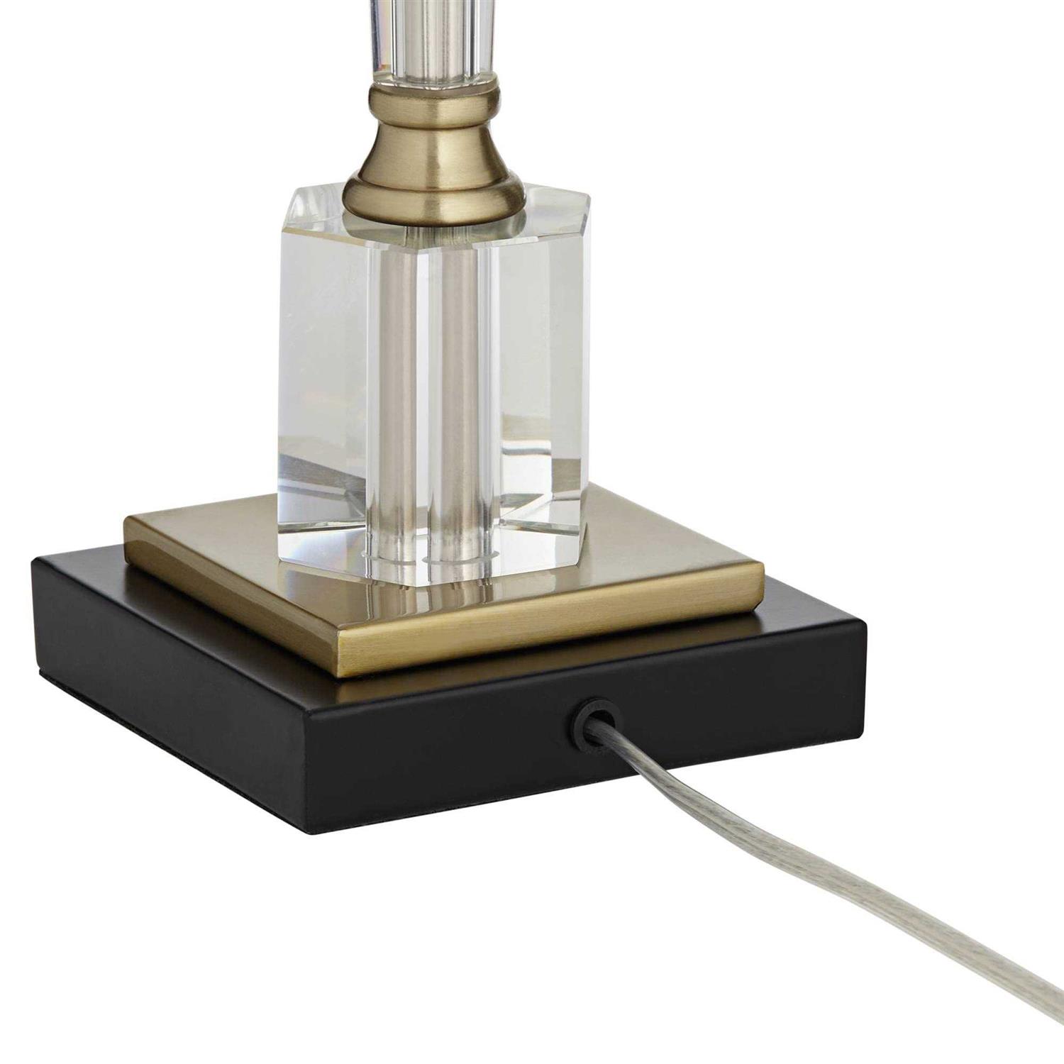 Vienna Full Spectrum Lana Modern Table Lamp 38 1/2 Tall Clear Crystal Glass Column White Drum Shade for Bedroom Living Room Bedside Nightstand Office