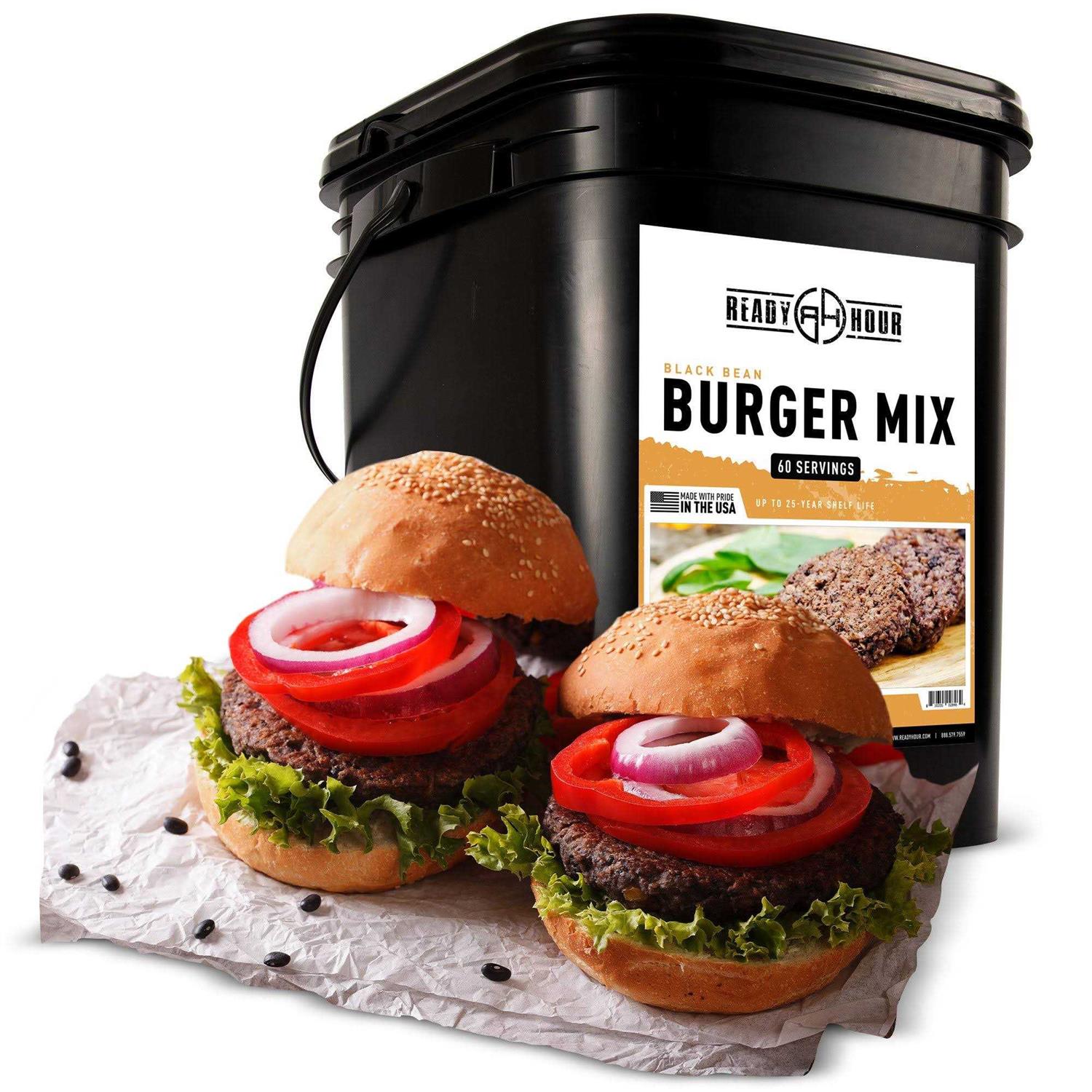 Ready Hour, Black Bean Burger Mix, Real Non-Perishable Recipe, 25-Year Shelf Life, Emergency and Adventure Food Supply