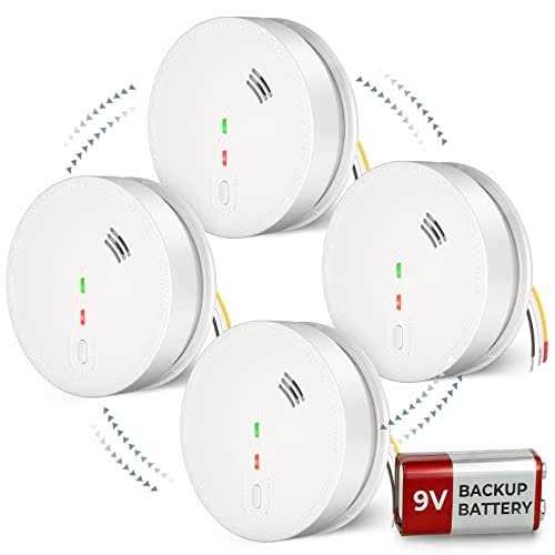 SITERWELL Hardwired Interconnected Smoke Detector Photoelectric Smoke Alarm with 9V Backup Battery