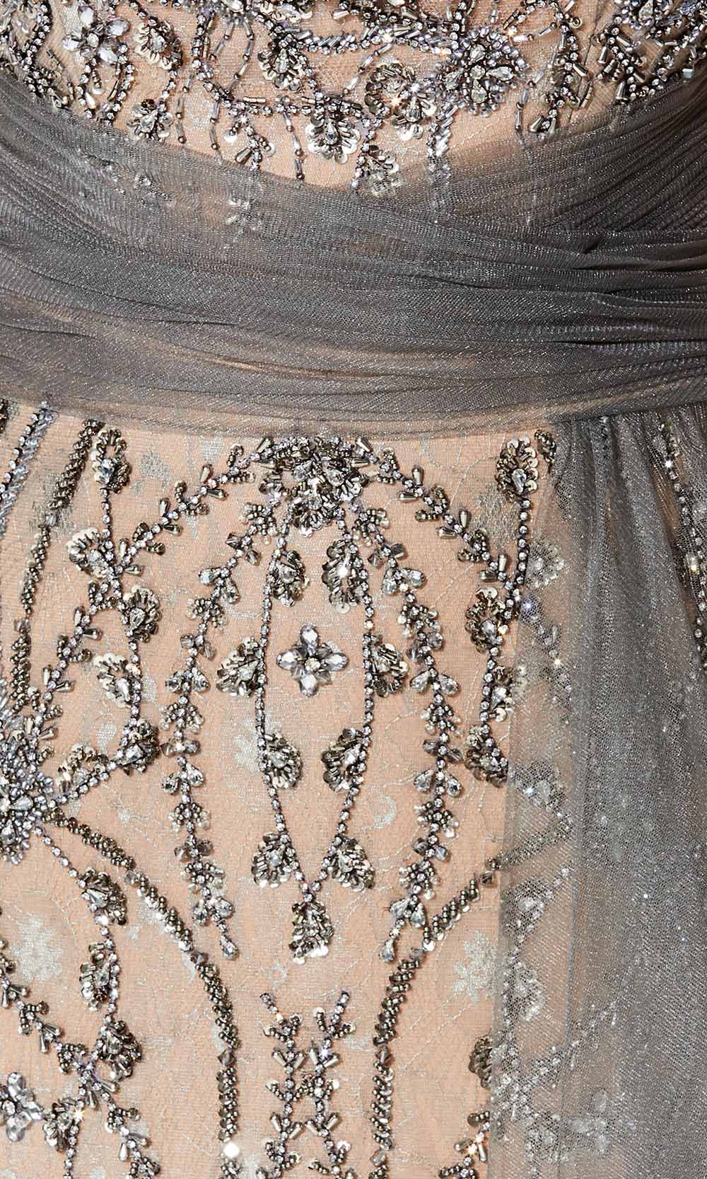 Beaded Tulle Sheath Mother of the Bride Gown