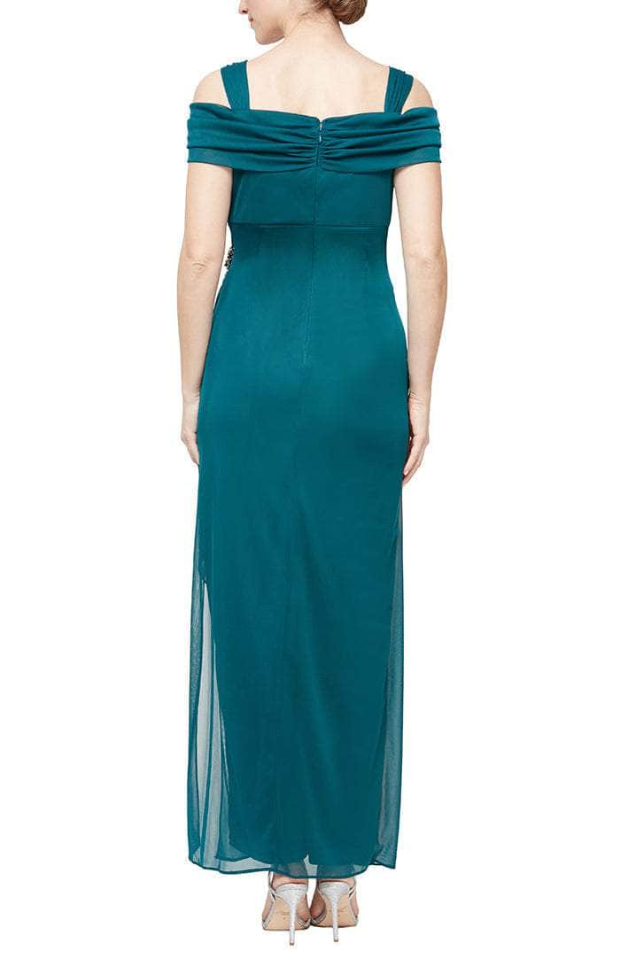 232902 Cold Shoulder Long Gown With Slit