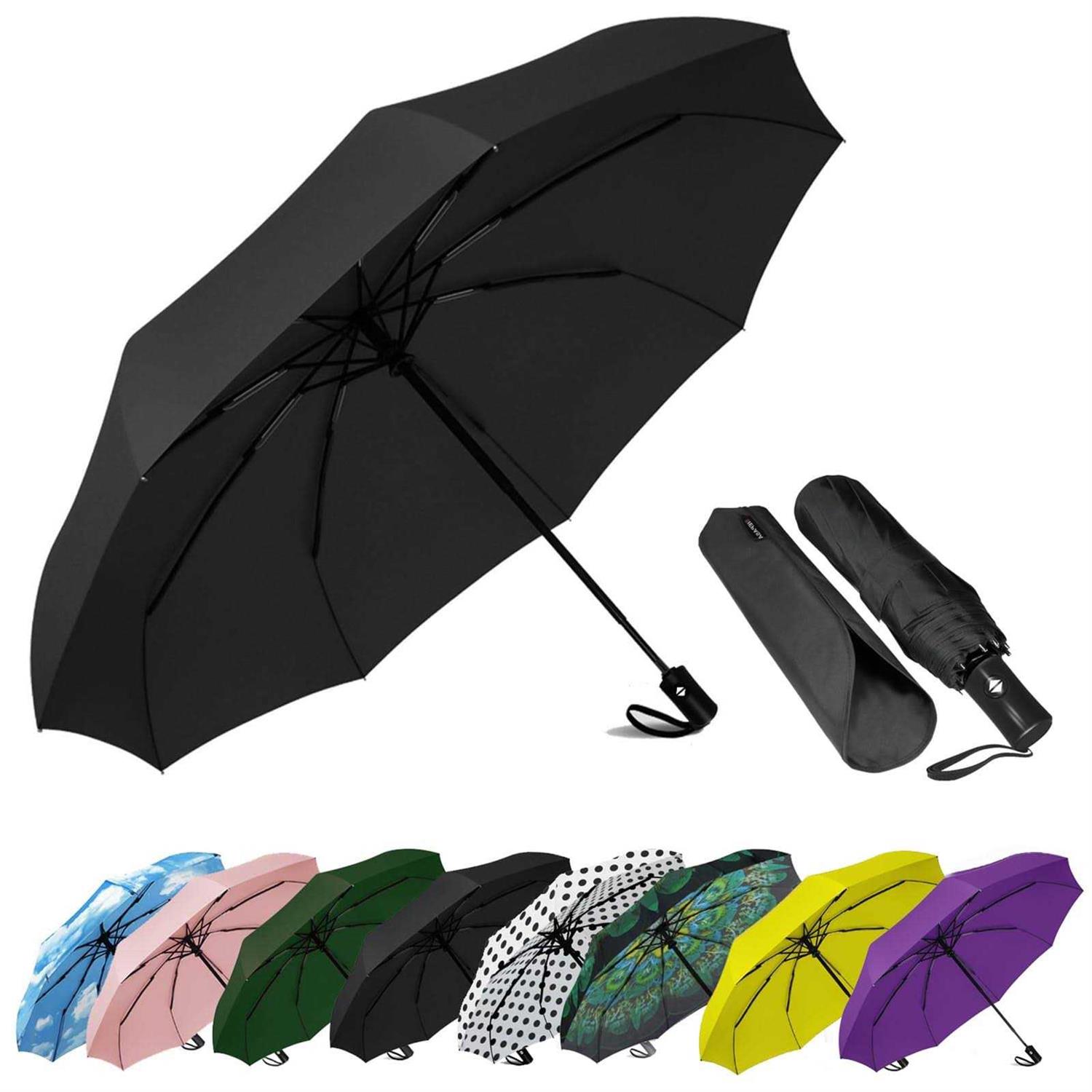 SIEPASA Two Packs Auto Open & Close Small Travel Umbrella Compact for Backpack-Umbrellas for Rain