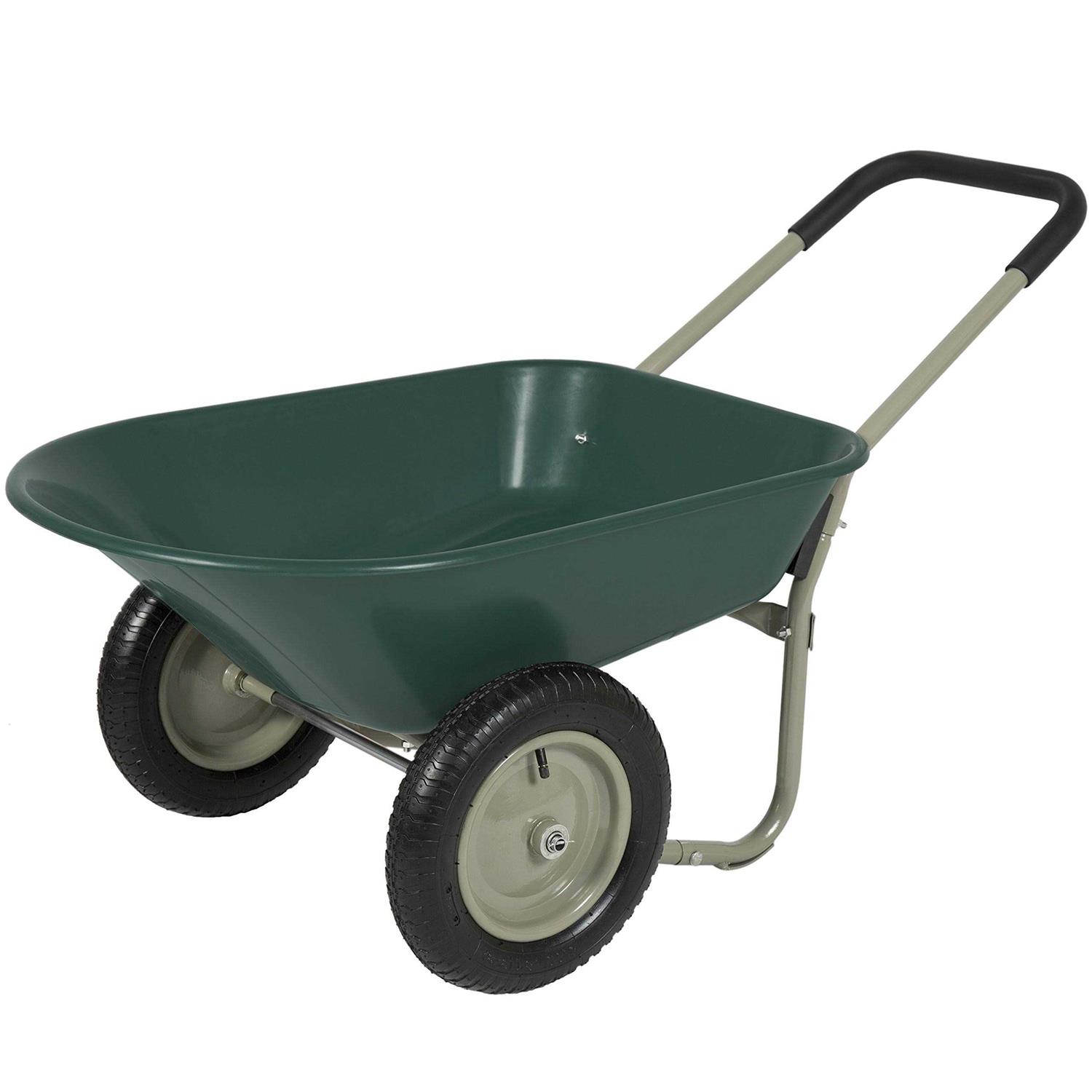 Best Choice Products Dual-Wheel Home Wheelbarrow Yard Garden Cart for Lawn