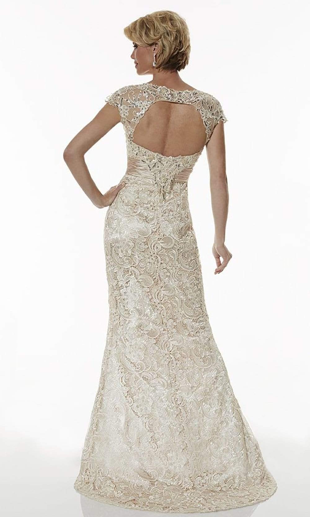 20176 Lace Illusion Scoop Trumpet Gown