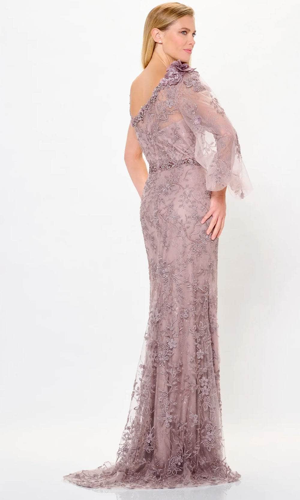 Bishop Sleeve Applique Evening Dress