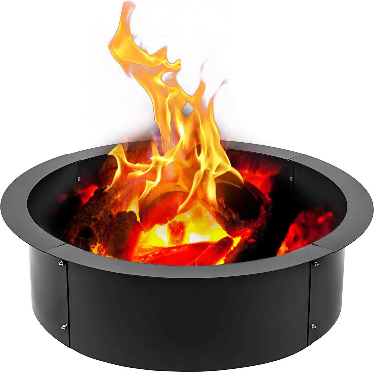 VEVOR Fire Pit Liner Ring Campfire Ring Above or In-Ground Outdoor Durable Black Steel DIY Backyard