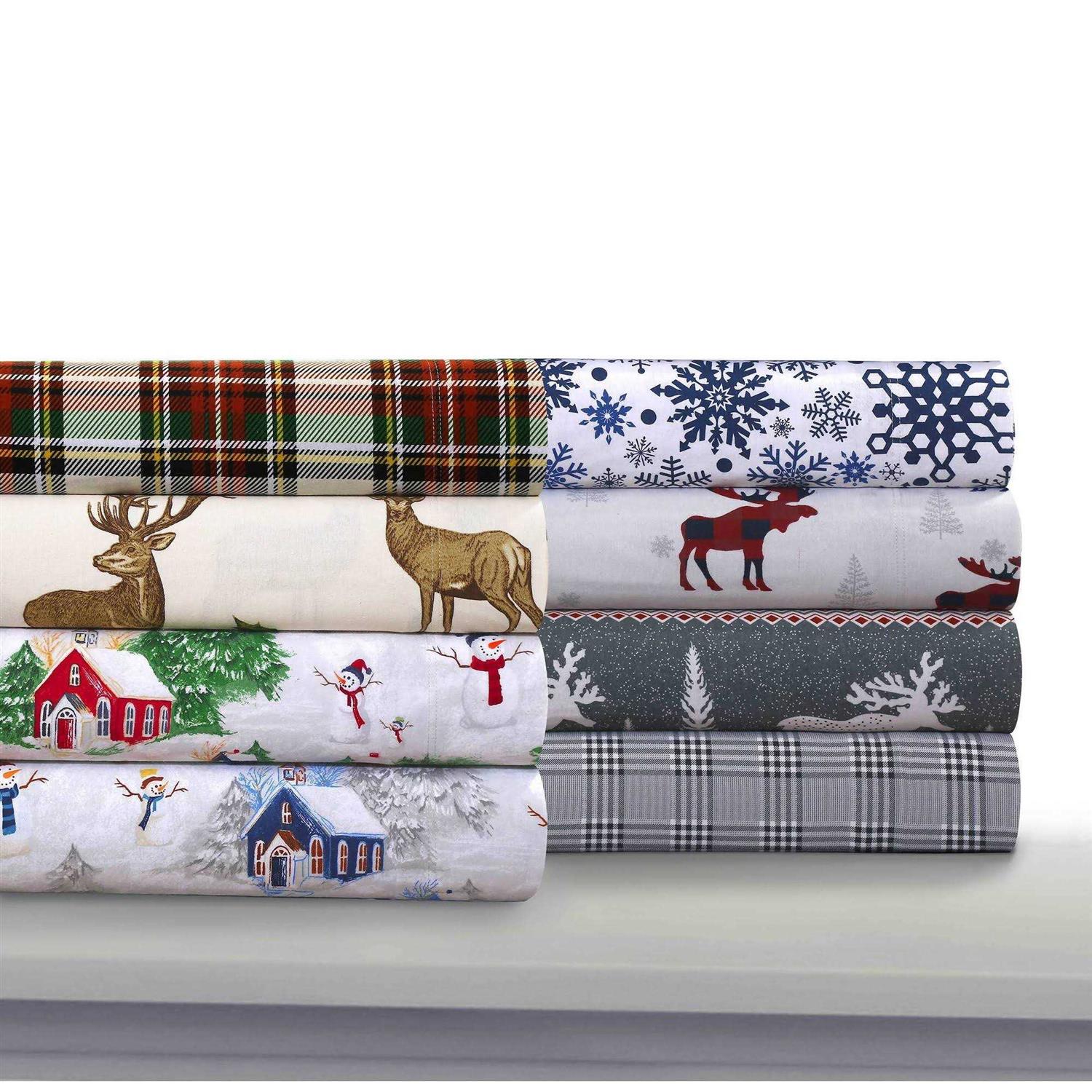 Tribeca Living Printed Flannel Extra Deep Pocket Sheet Set