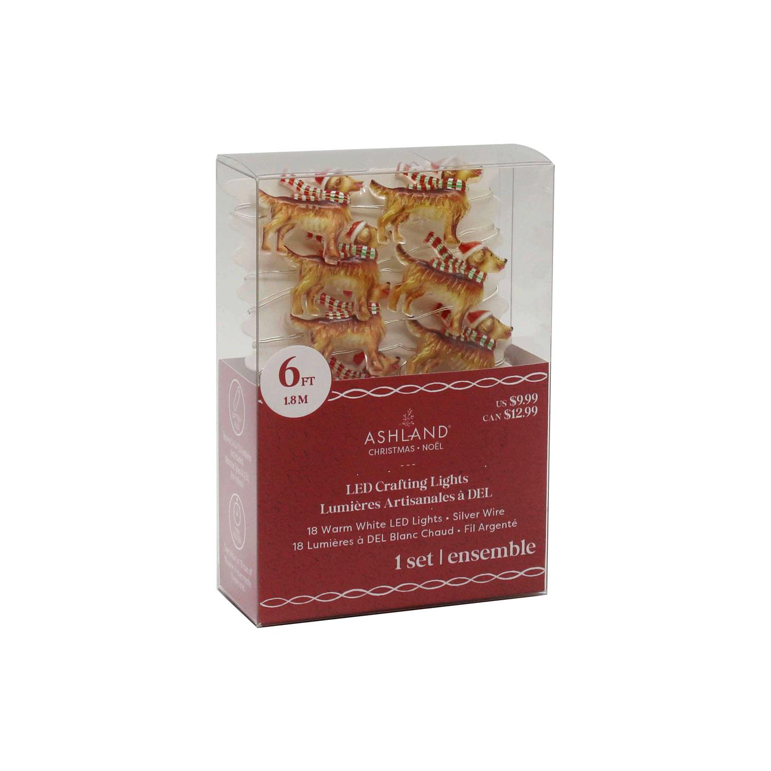 18ct. Warm White Dog LED Crafting Lights with Silver Wire by Ashland