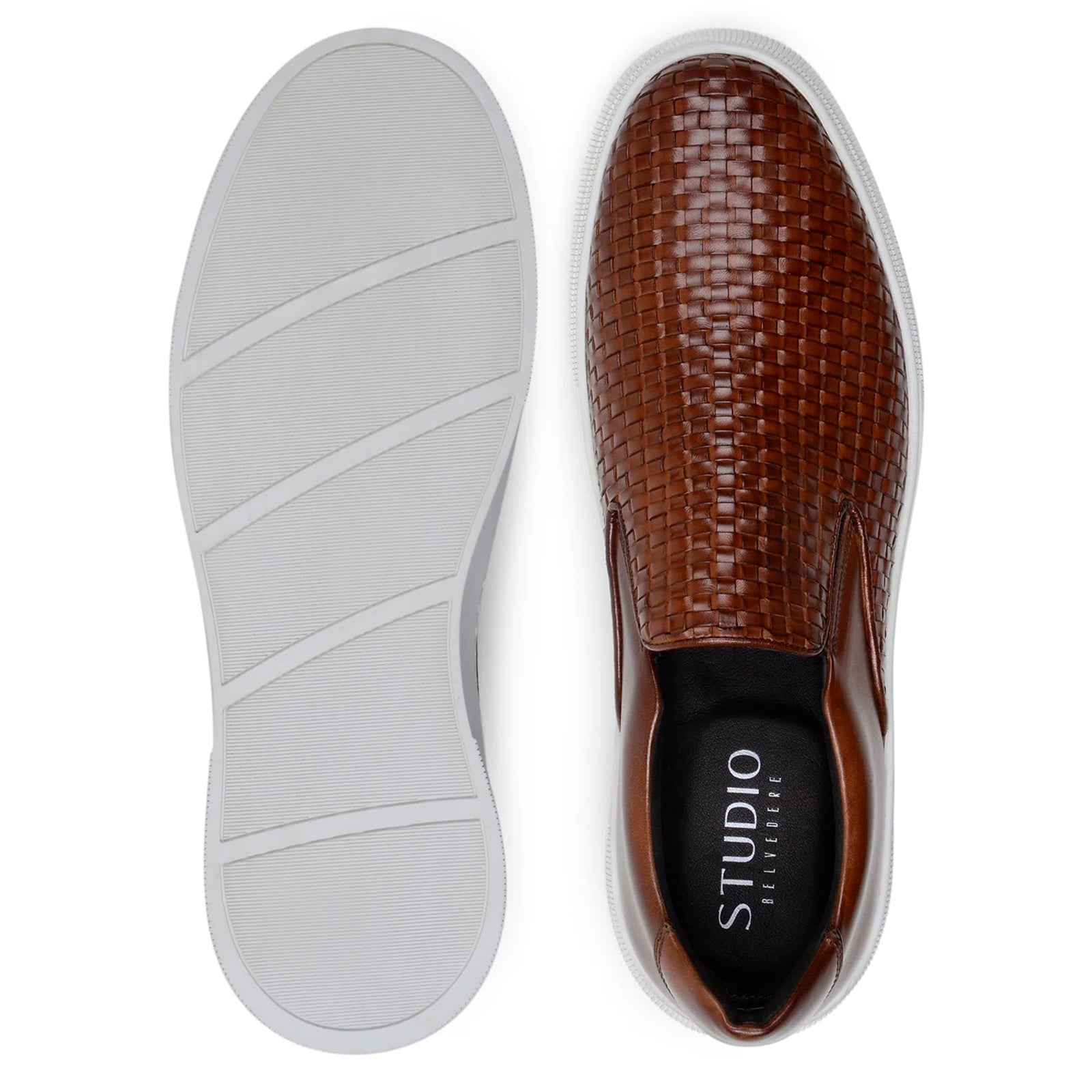 Men’s Belvedere Fernando Quilted Leather Slip on Dress Sneaker in Tan