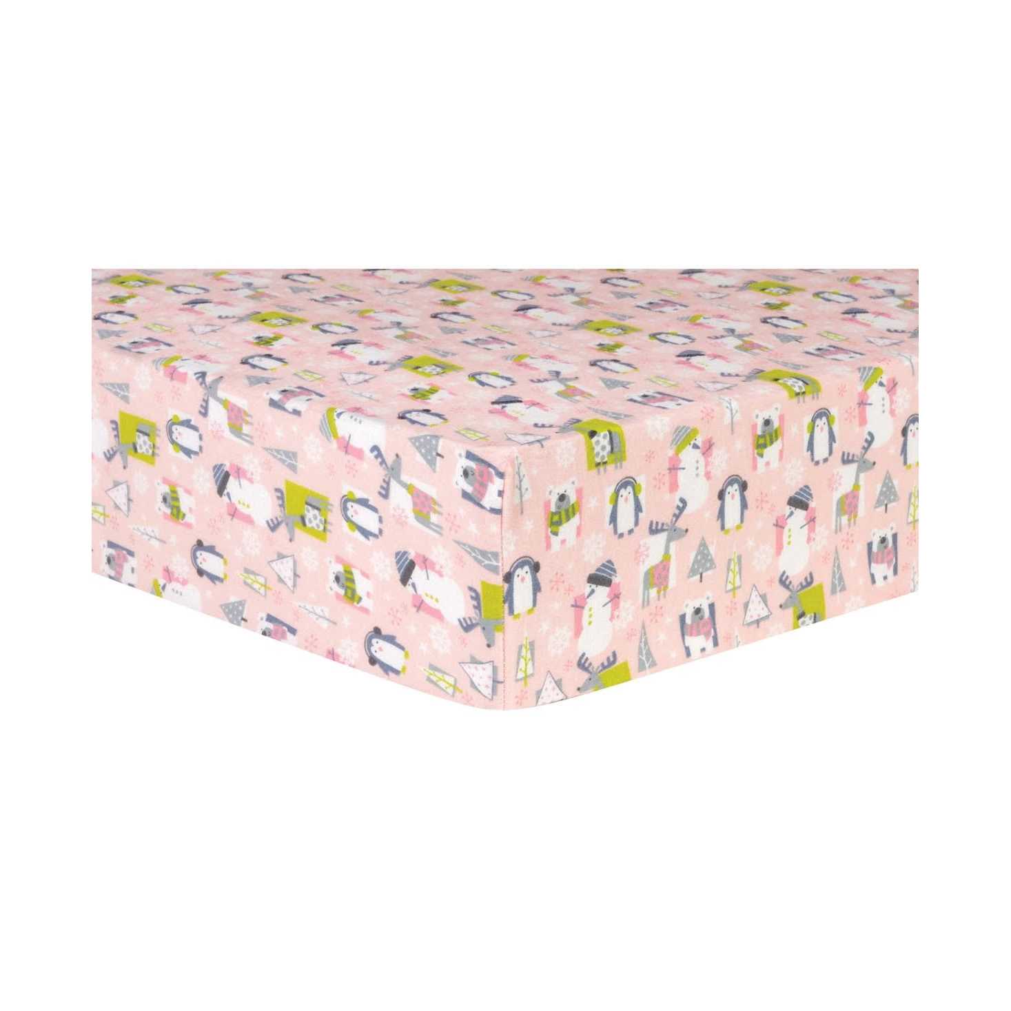 Trend Lab Snow Pals Blue Deluxe Flannel Fitted Crib Sheet