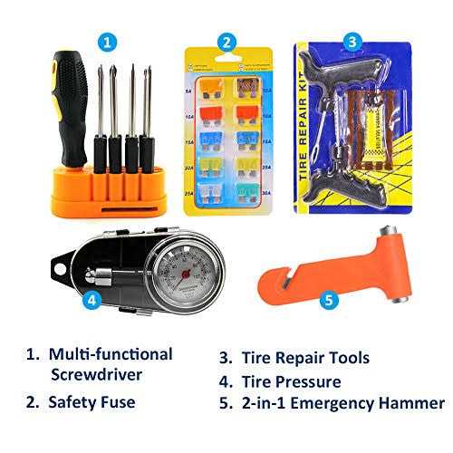 Car Emergency Kit Roadside Assistance Auto Emergency Kit 14-piece Tool Set Car Safety Kit with Jumper Cables