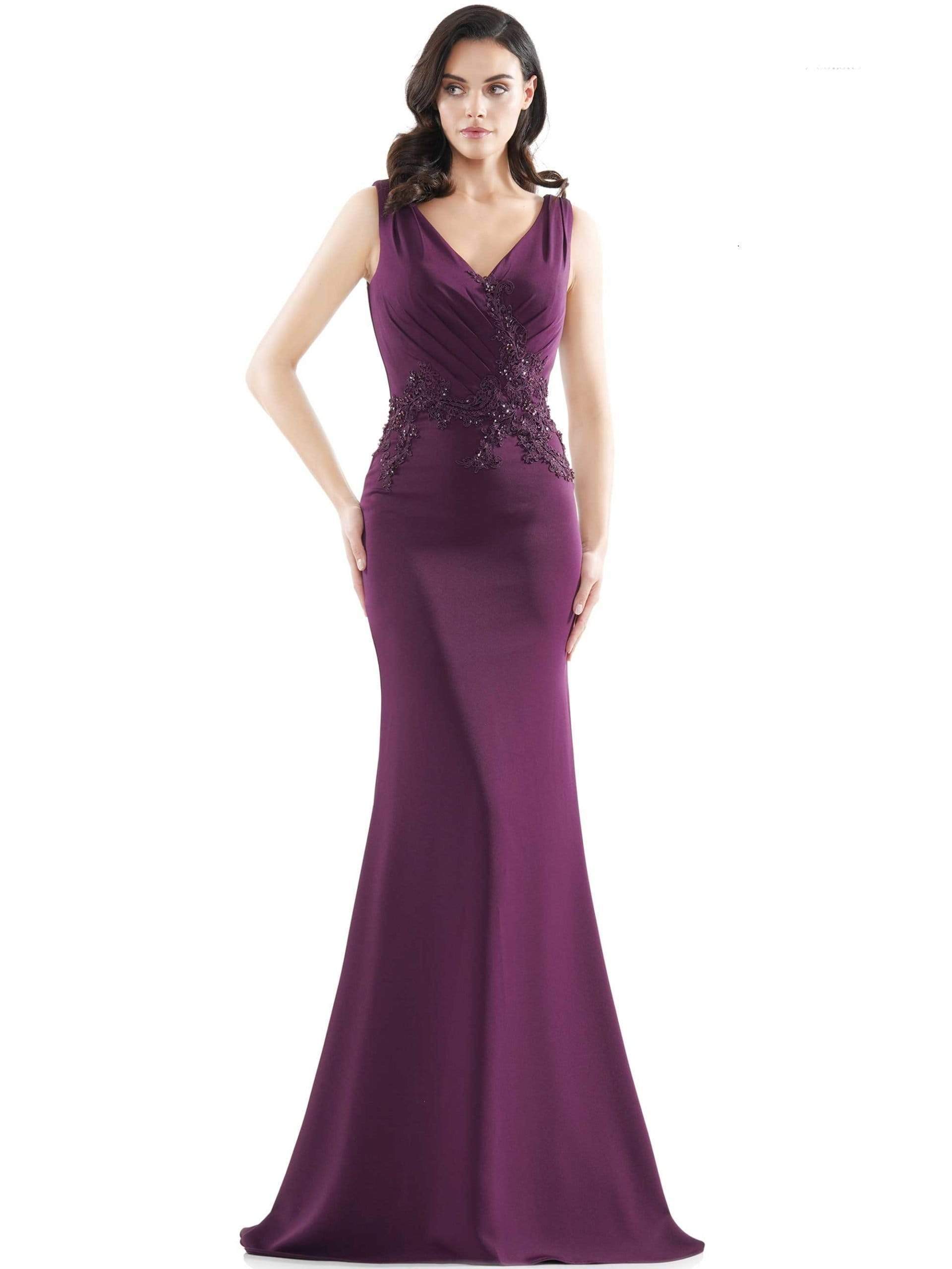MV1054 Embroidered V-neck Trumpet Dress