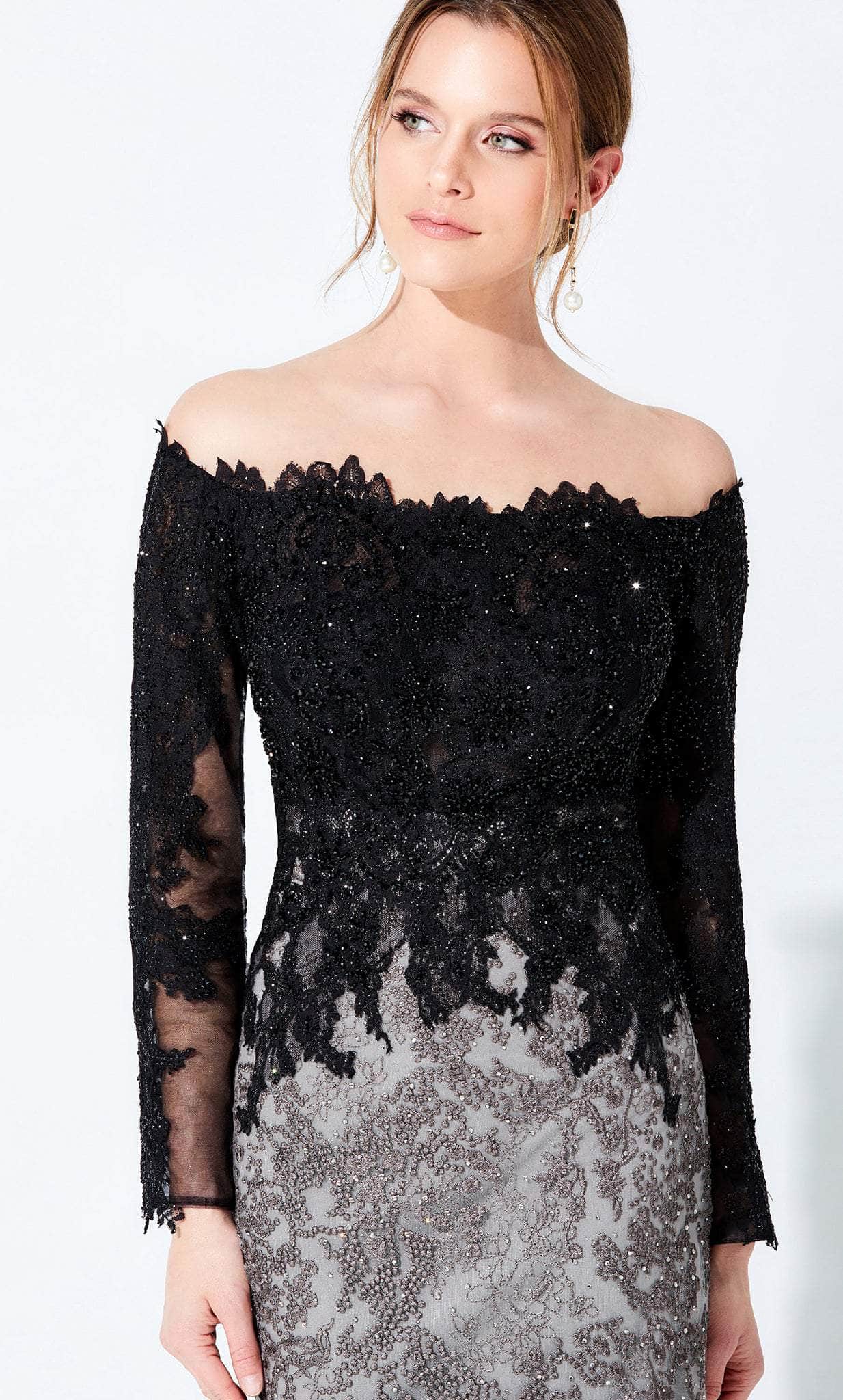 Straight Across Embroidered Mother of the Bride Dress