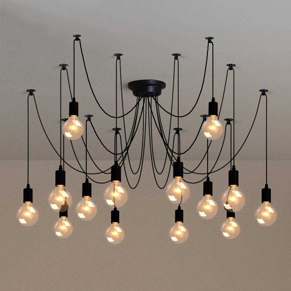 Bella Depot Modern Industrial Edison Lighting Adjustable Spider Light Cluster Chandelier