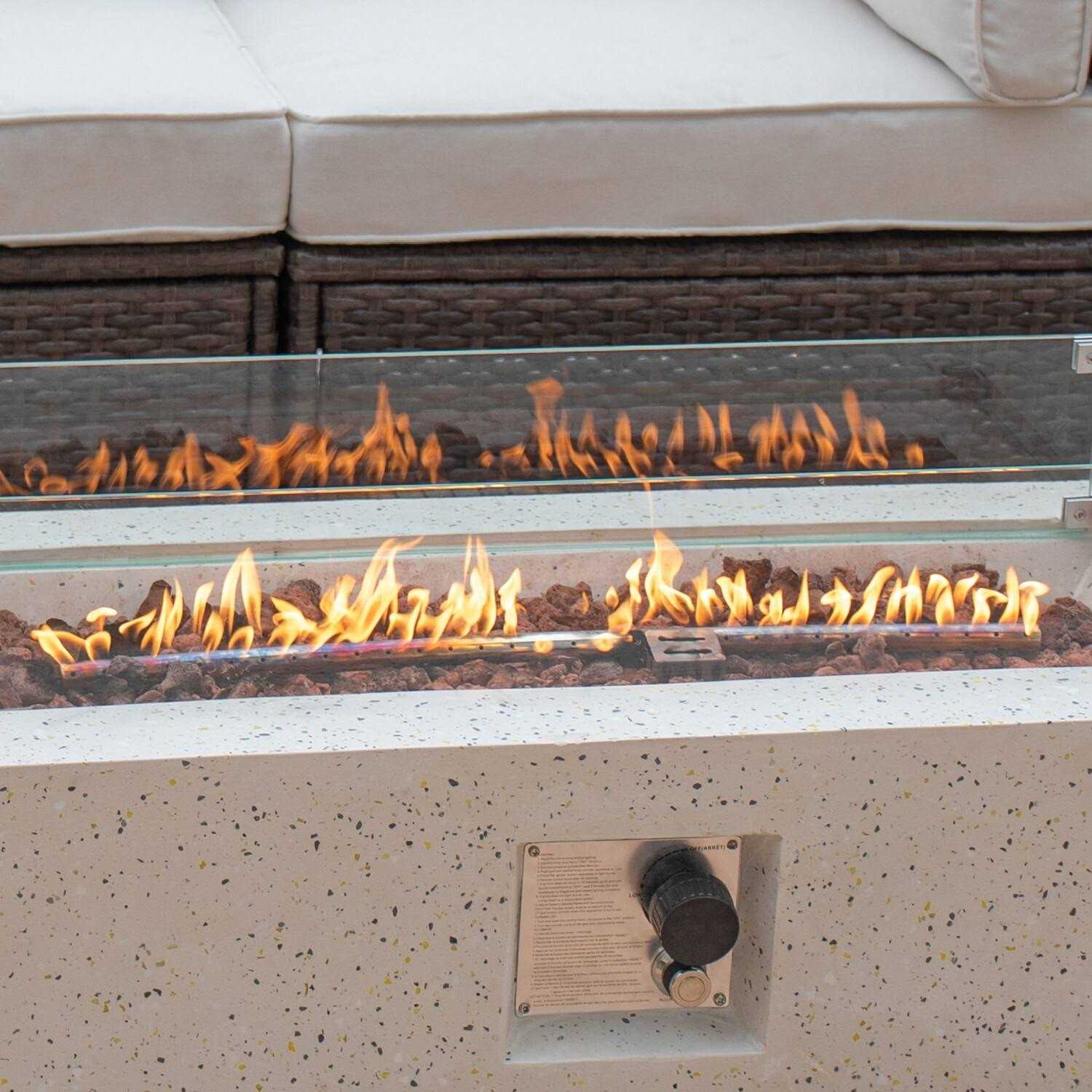 COSIEST Outdoor Rectangle Propane Fire Pit