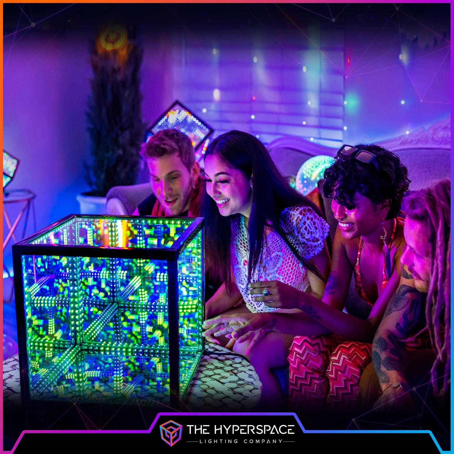 The Hyperspace Lighting Company HyperCube Infinity Cube LED Light Sound Reactive Table Desktop Lamp