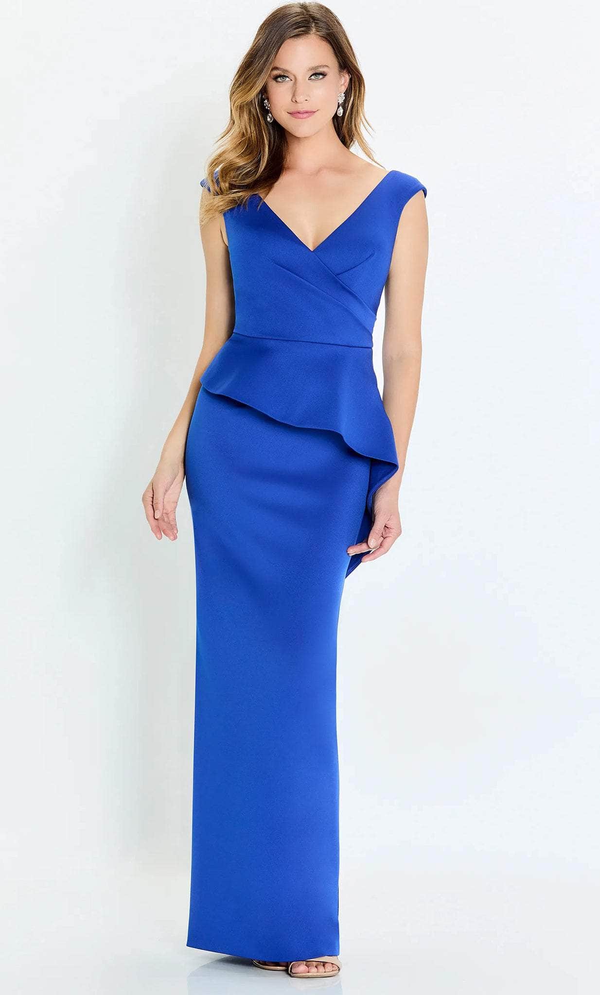 V-Neck Peplum Mother of the Bride Dress With Slit