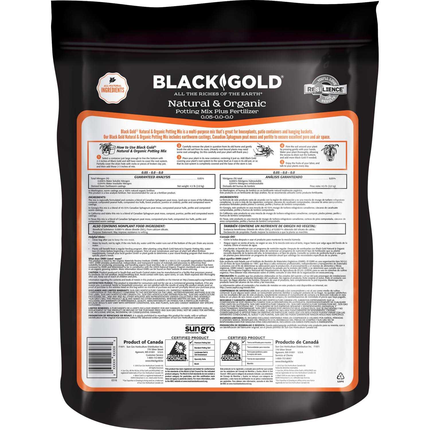 Black Gold Natural Organic Potting Soil