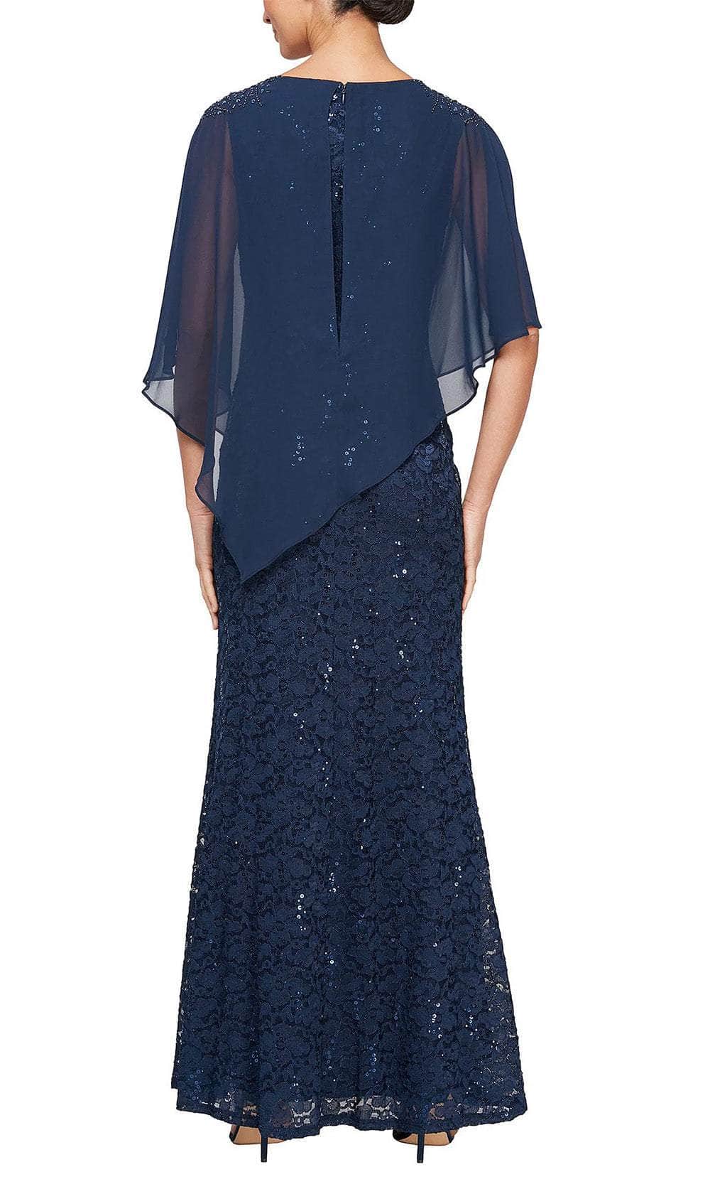 Sequin Floral Lace Evening Dress