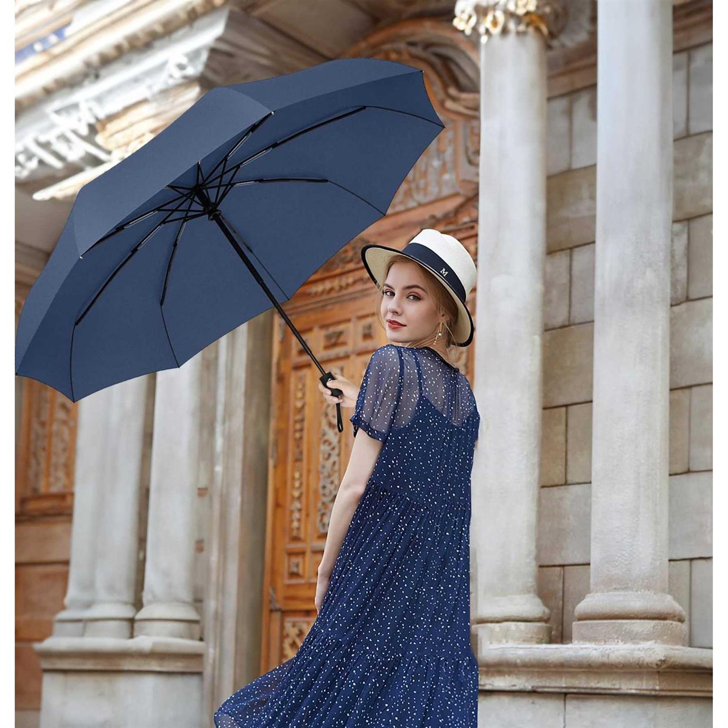 SIEPASA Two Packs Auto Open & Close Small Travel Umbrella Compact for Backpack-Umbrellas for Rain