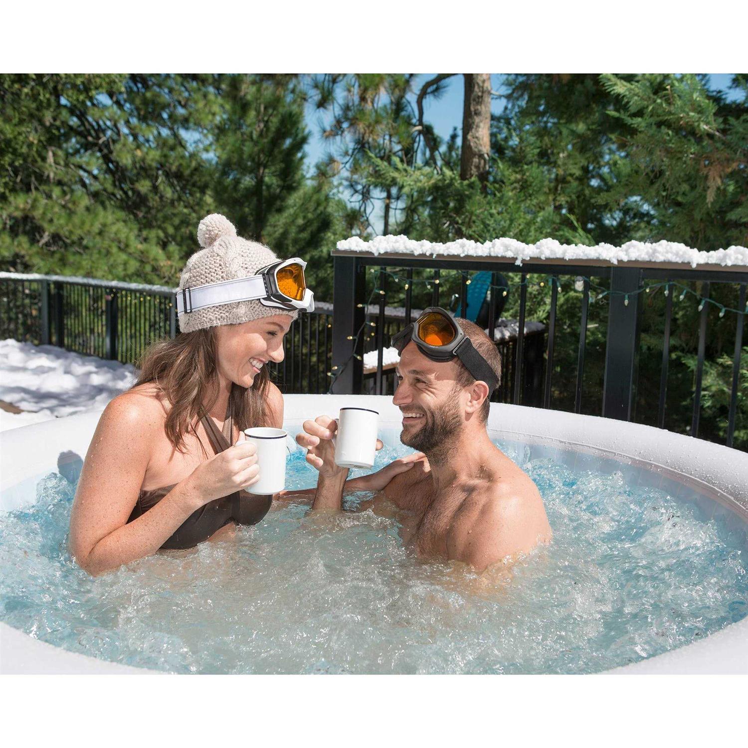 Bestway Miami SaluSpa 4 Person Iatable Round Hot Tub with 140 AirJets