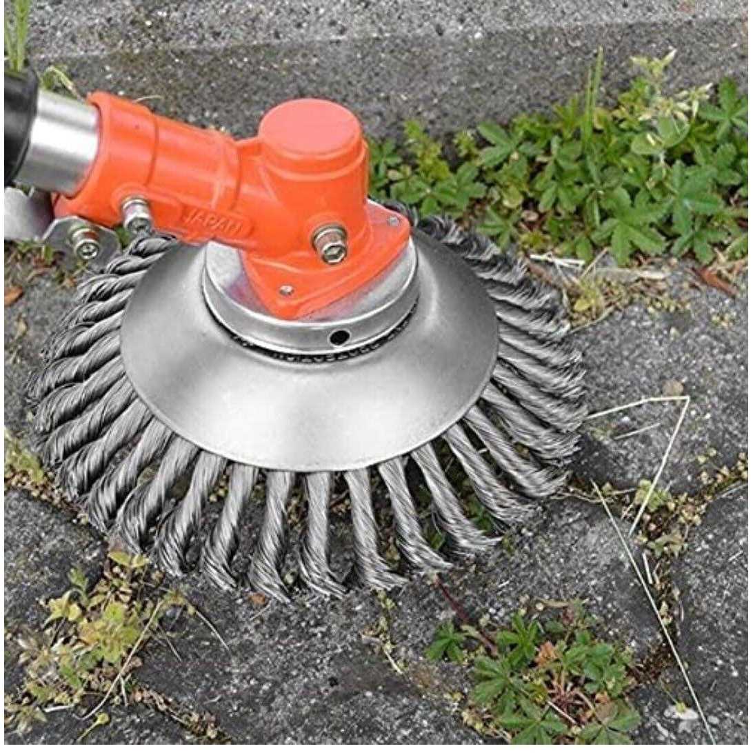 Yuet 8&” Grass Trimmers Strimmer Head Garden Trimmer Wire Brush Solid Steel Wheel Weed Razors Snow Island Plough Rope Mower for Lawn Rotating