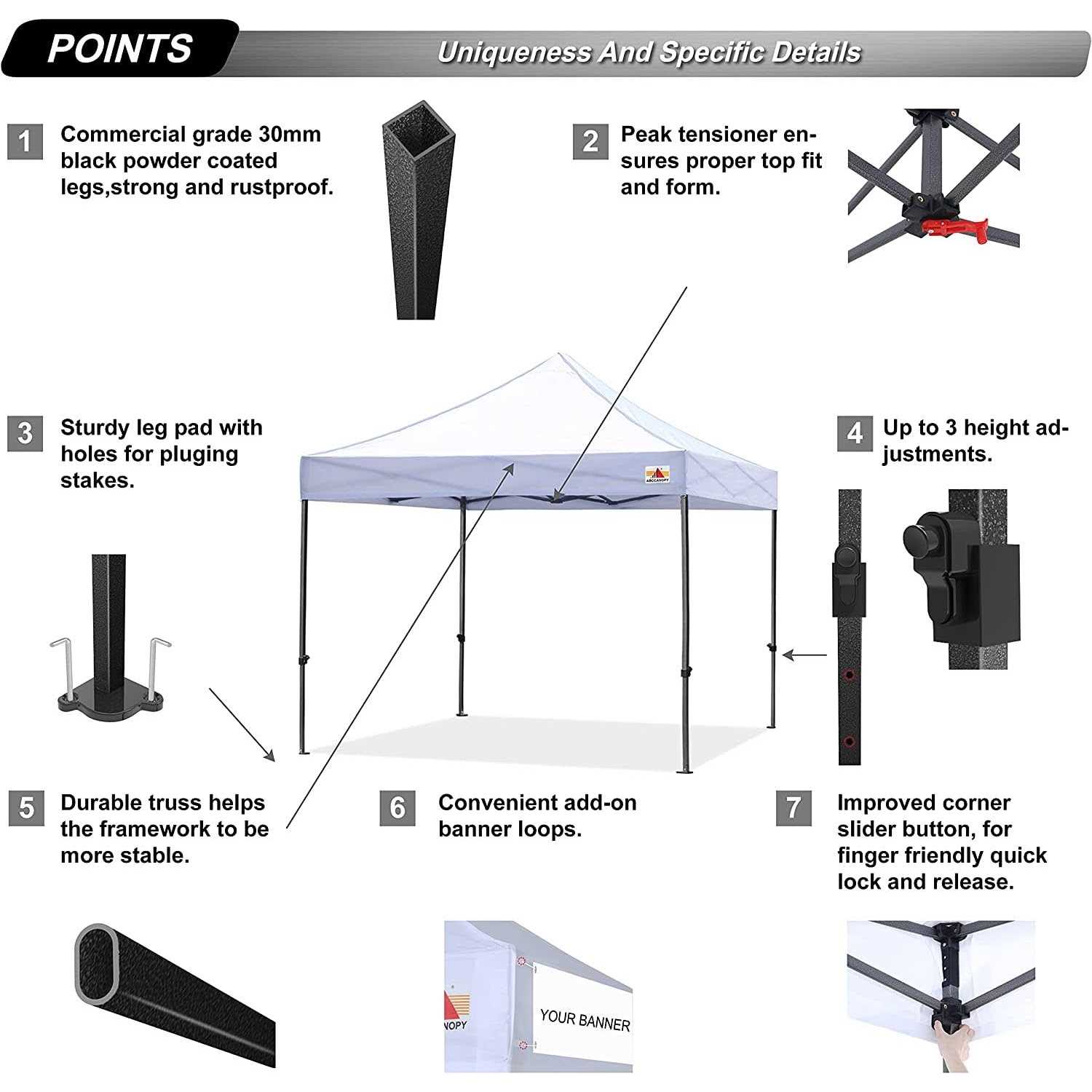 ABCCANOPY Pop Up Canopy Tent Commercial Instant
