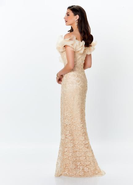 119931 Ruffled Off-Shoulder Gown