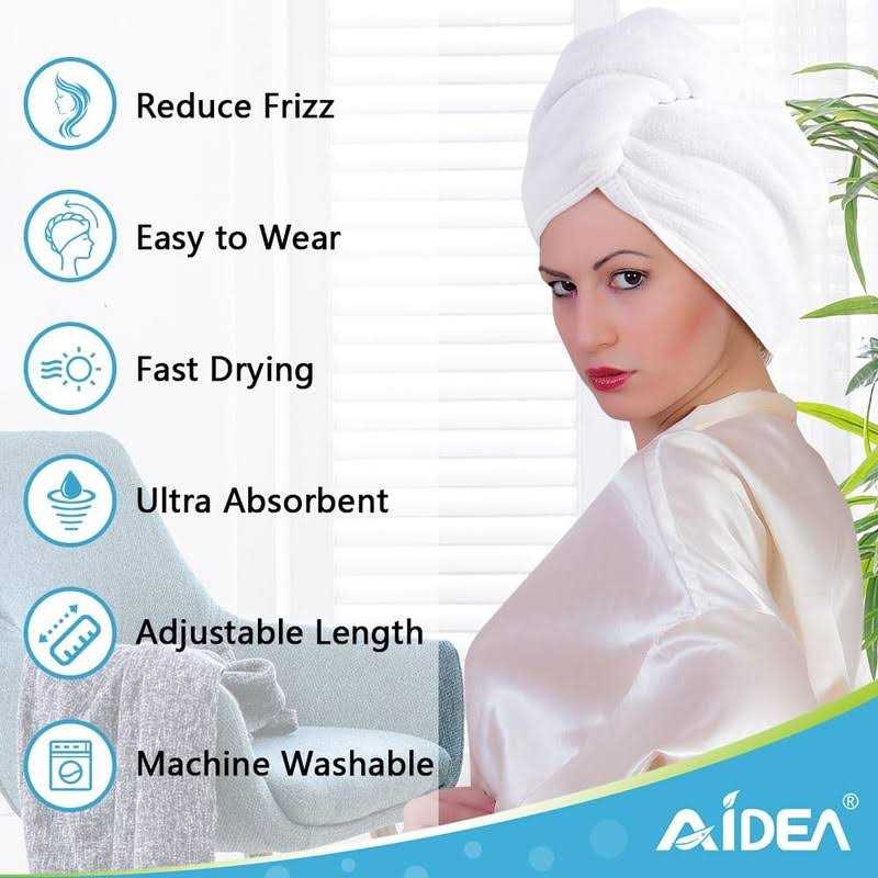 Aidea Microfiber Hair Towel Wrap for Women 3 Pack 10 inch X 26 inch