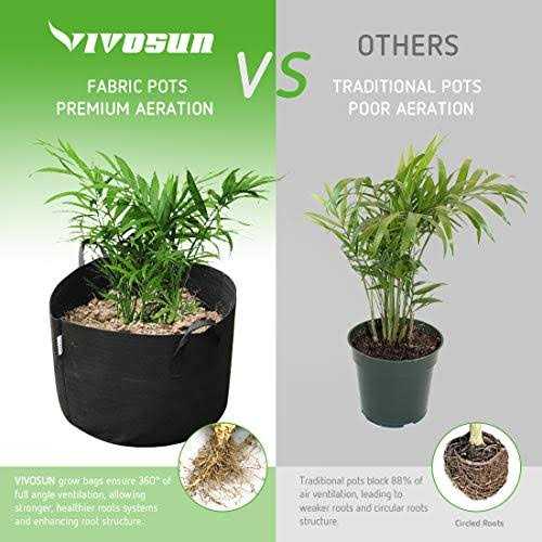 VIVOSUN 5-Pack 5 Gallon Grow Bags Plant Fabric Handles