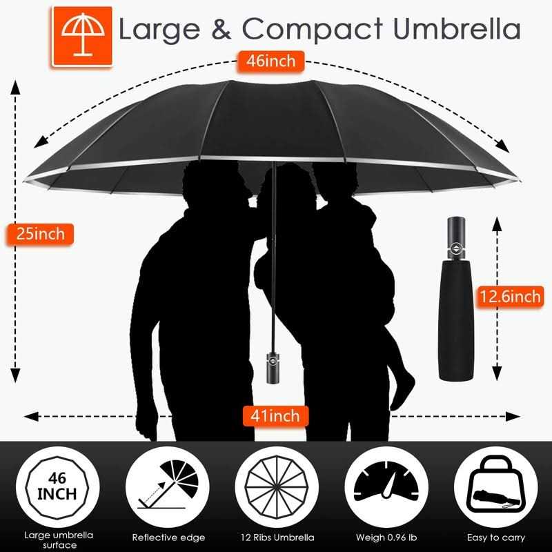 Bodyguard Inverted Umbrella Large Windproof Umbrellas for Rain & Sun