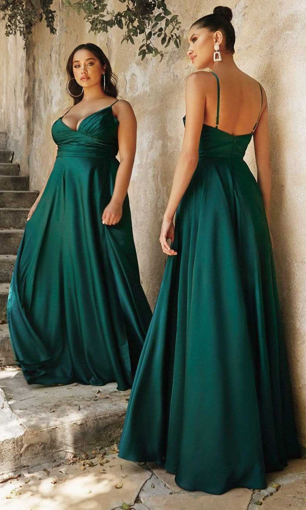 V-Neck Wrap Bodice Evening Gown